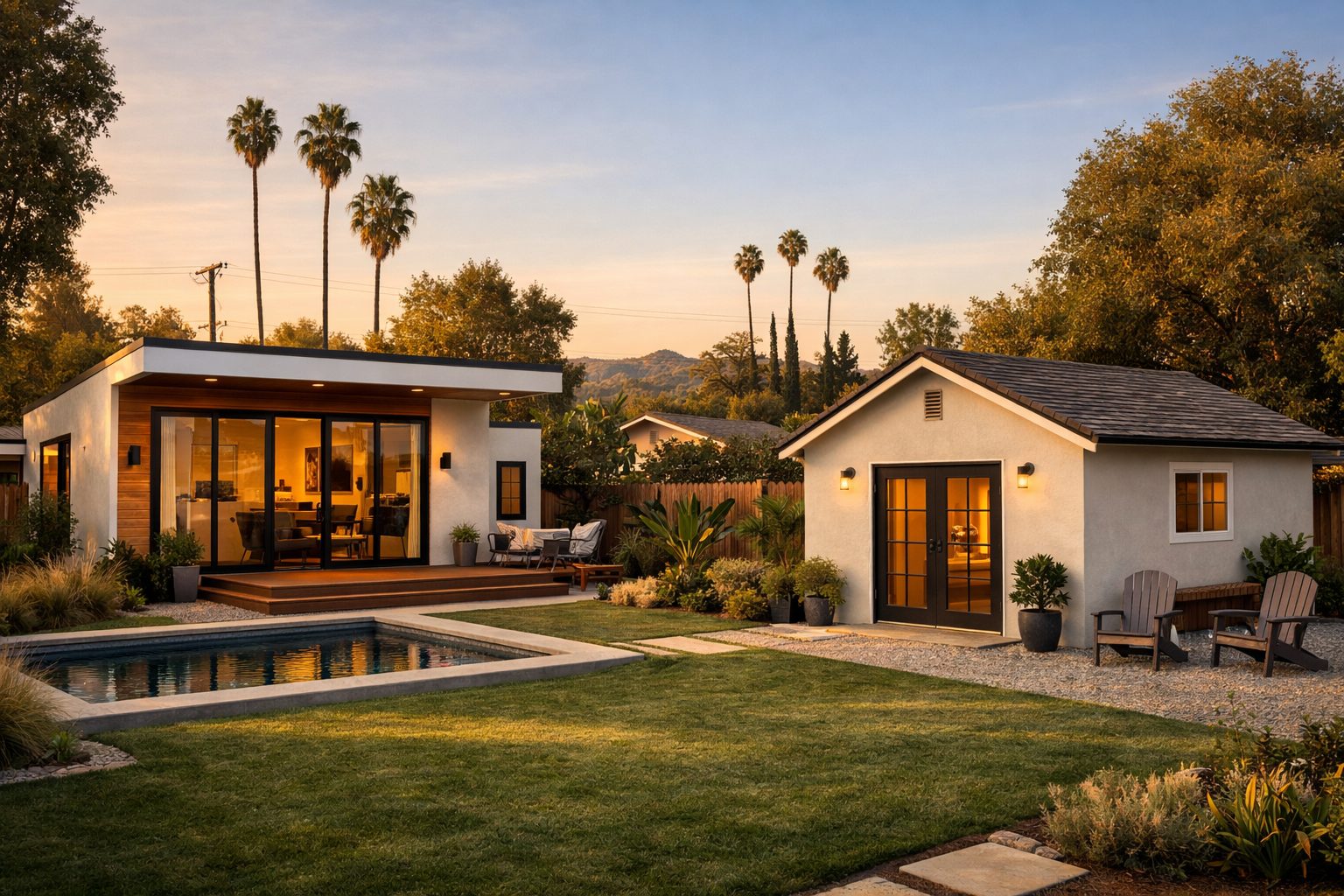 Golden hour backyard retreat